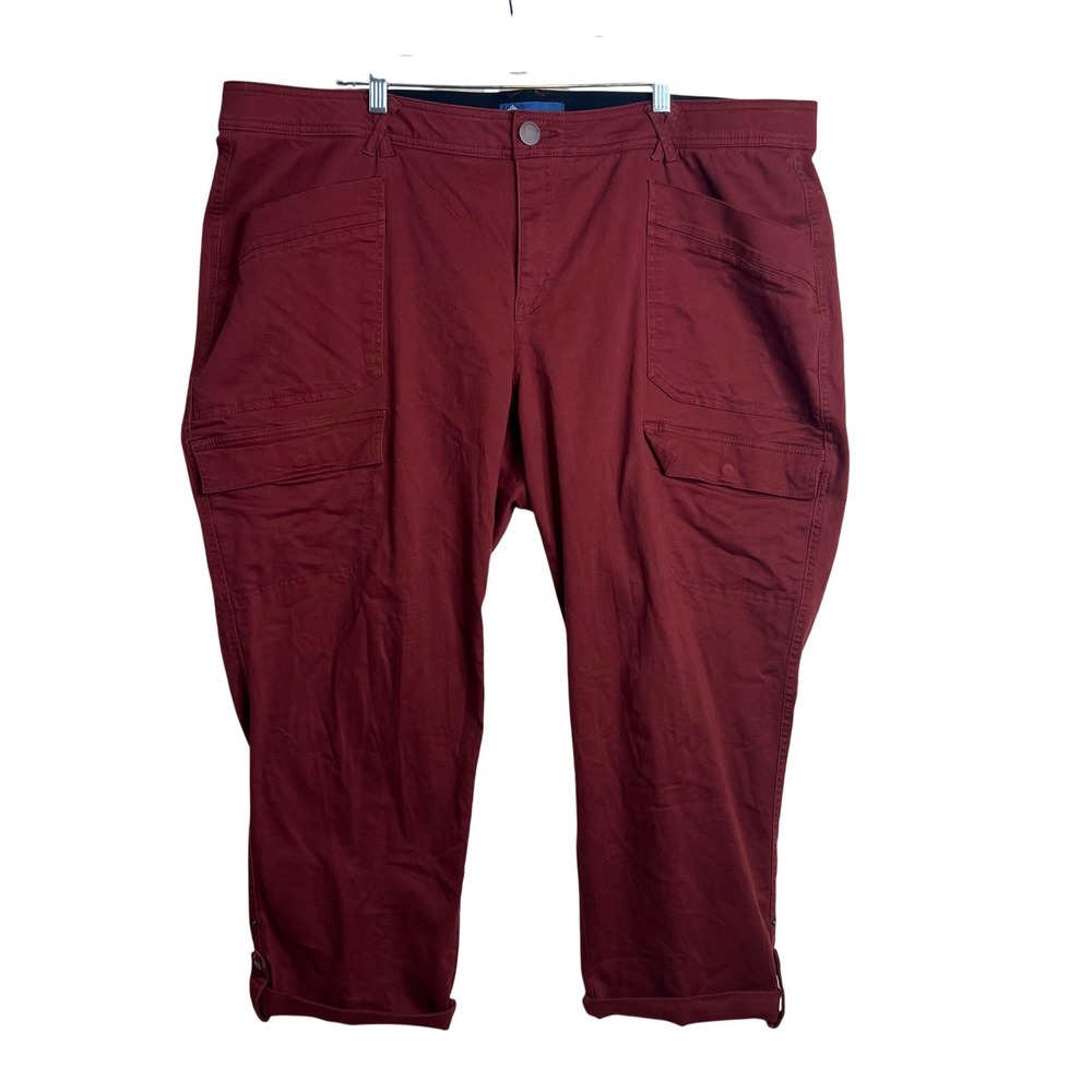 Democracy Ab Solution Cargo Utility Capri Plus Size 24W Straight Crop Brown‎ NEW